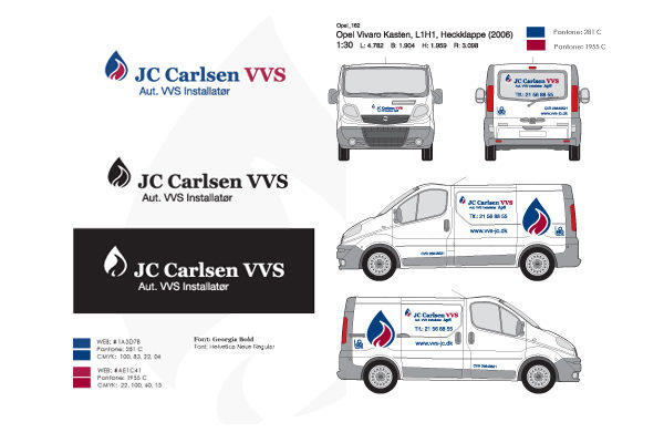 Logo og bilreklame til JC Carlsen VVS