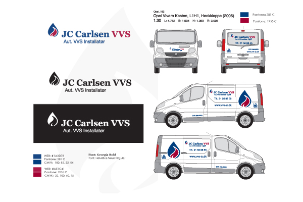 Logo og bilreklame til JC Carlsen VVS